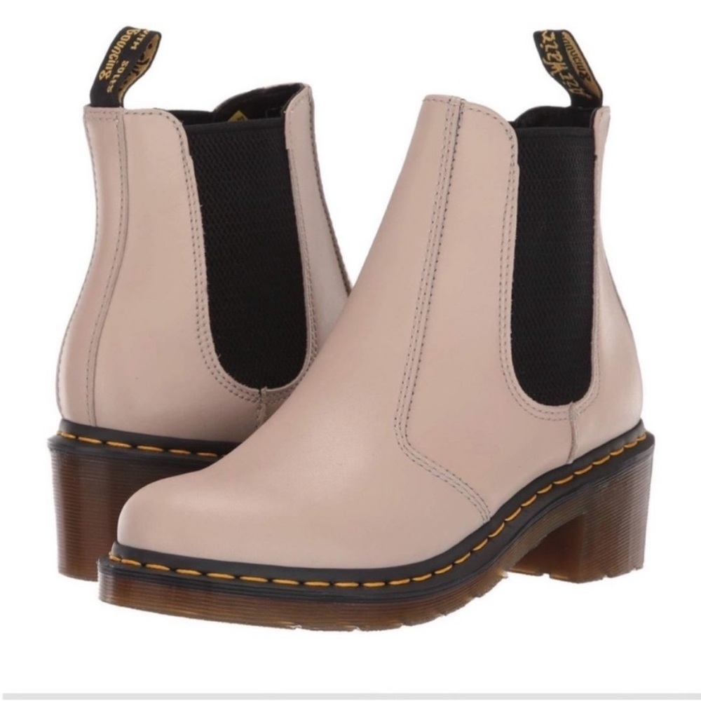 Dr Martens Cadence Leather Heeled Chelsea Boots in Natural